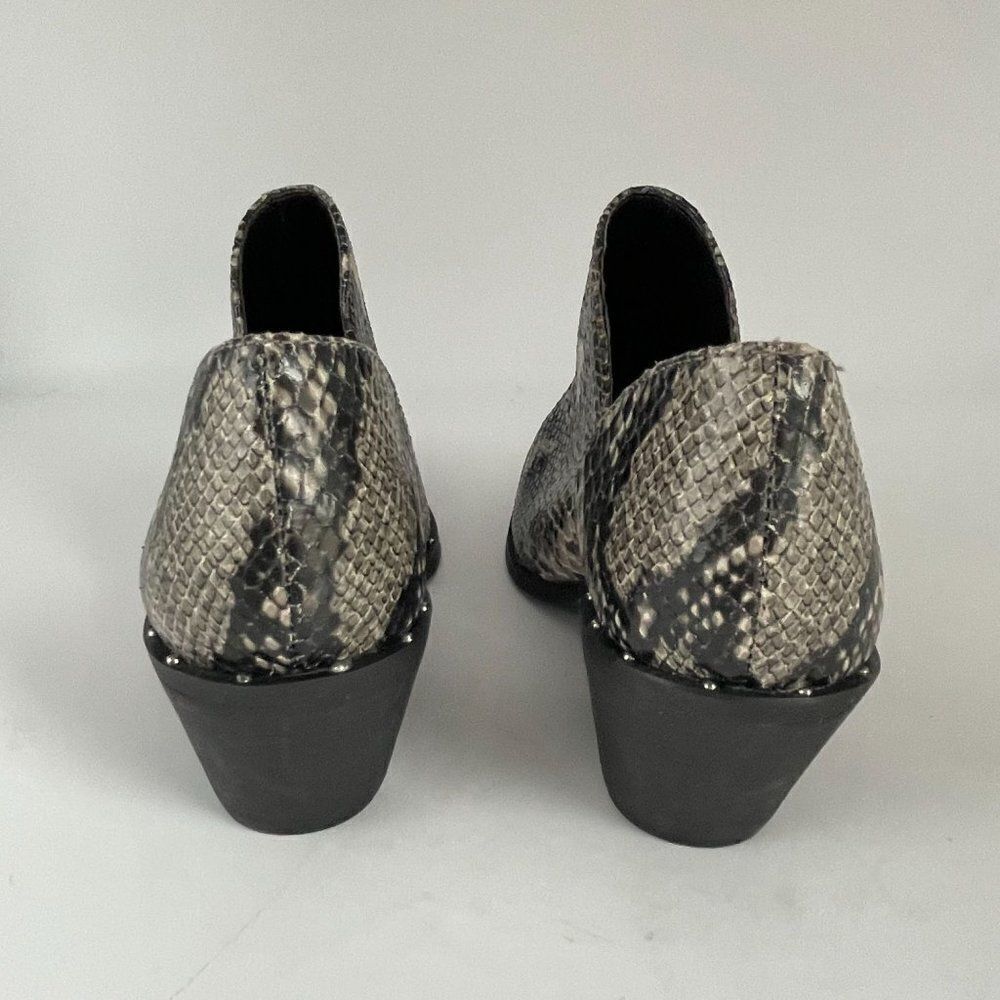 Python Croc Point Toe Ankle Western Cowgirl Chunky Block Boot Shoe 6‎ - Picture 5 of 11